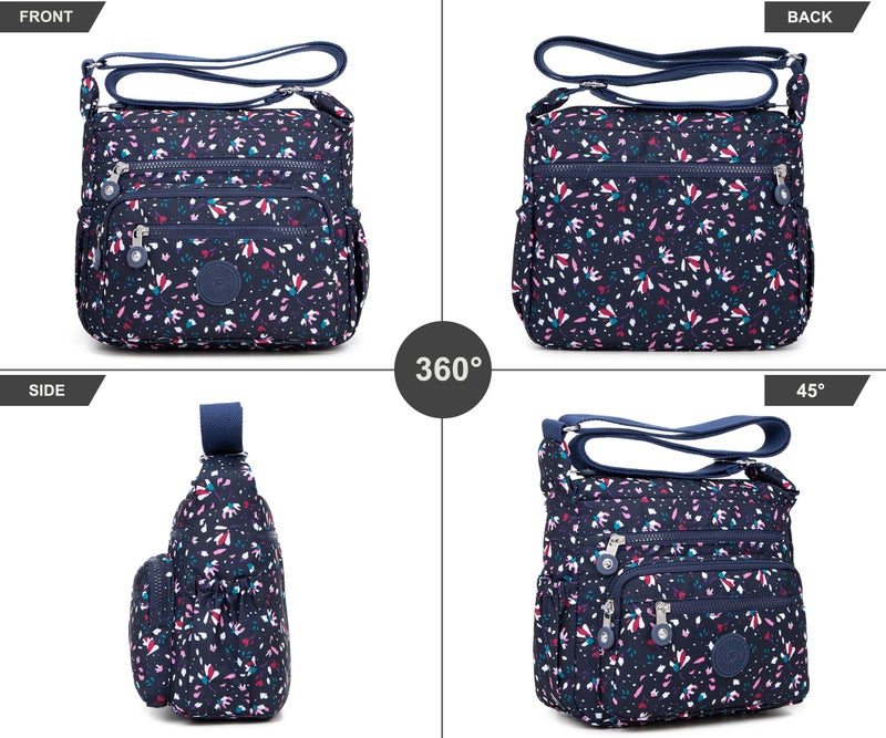 Pealwel Women Shoulder Handbag Roomy Multiple Pockets Bag Ladies Crossbody Purse Tote Top Handle Satchel(Little Pink Flower) - Image 3