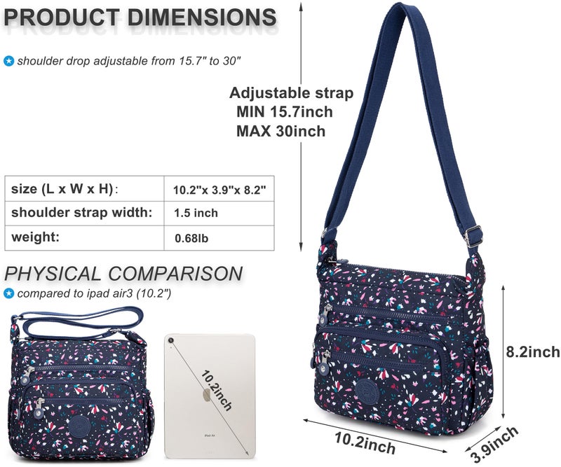 Pealwel Women Shoulder Handbag Roomy Multiple Pockets Bag Ladies Crossbody Purse Tote Top Handle Satchel(Little Pink Flower) - Image 5