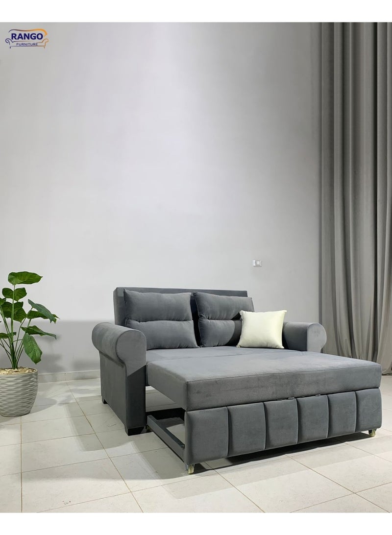Rango Furniture Sofa Bed with Drawer, Width 1.50m, Depth 80cm, Bed Length 1.85m, Dark Gray Color - Image 4