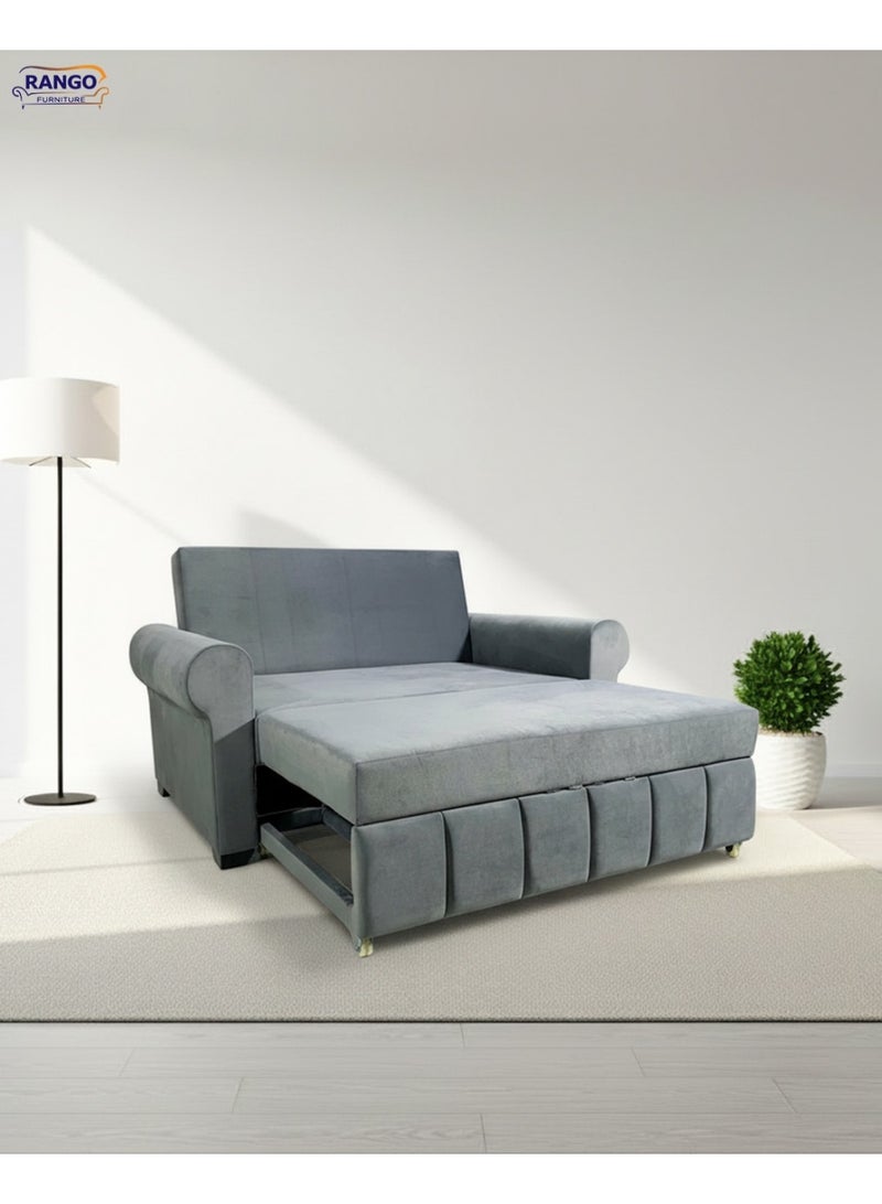 Rango Furniture Sofa Bed with Drawer, Width 1.50m, Depth 80cm, Bed Length 1.85m, Dark Gray Color - Image 2