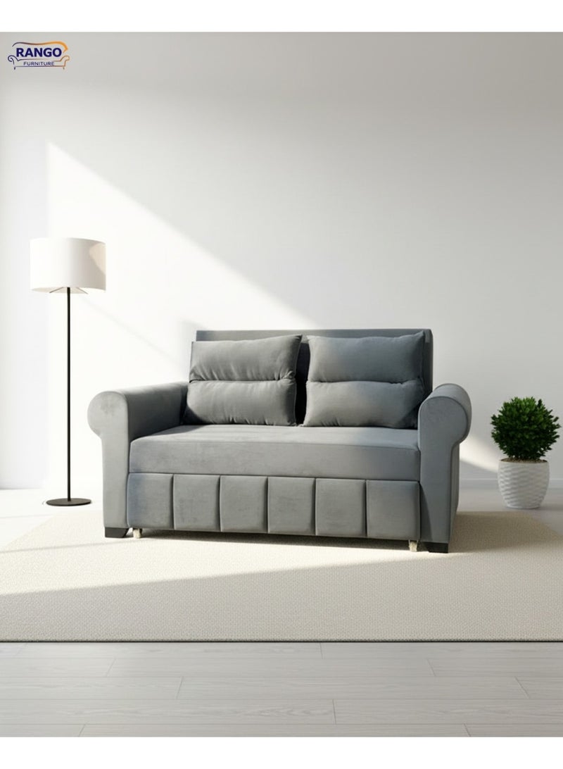 Rango Furniture Sofa Bed with Drawer, Width 1.50m, Depth 80cm, Bed Length 1.85m, Dark Gray Color - Image 1