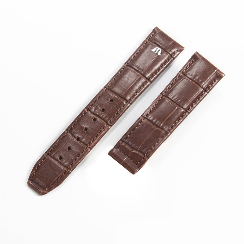 Generic Genuine Leather Watch Strap 20mm 22mm for Men Brown-no buckle