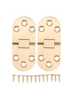 Thoraya 2 Sets Folding Flip Top Hinge Rustproof Round Edge 180 Degree Brass Flap Hinge with Screws for Folding Table Sewing Machine 2.5mm/0.10in  - Image 1