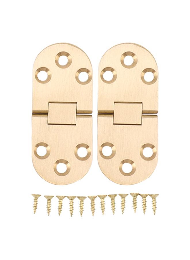 Thoraya - 2 Sets Folding Flip Top Hinge Rustproof Round Edge 180 Degree Brass Flap Hinge with Screws for Folding Table Sewing Machine 2.5mm/0.10in - Image 1