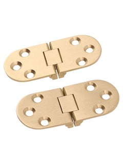 Thoraya 2 Sets Folding Flip Top Hinge Rustproof Round Edge 180 Degree Brass Flap Hinge with Screws for Folding Table Sewing Machine 2.5mm/0.10in  - Image 2