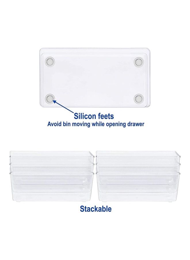 NIBEMINENT 6 Pack Plastic Drawer Organizers Clear - Image 4