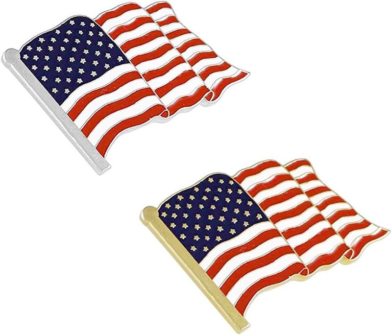 American Flag Pin Lapel Enamel Pins for Backpacks Hat Waving Flag Brooch Pin Badge for Men Women (2Pack)