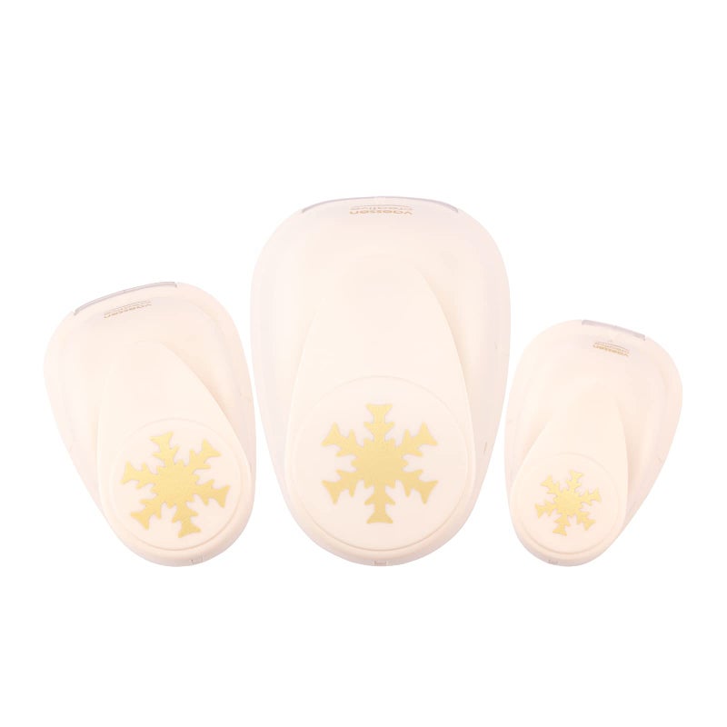 Vaessen Creative Craft Paper Punch  Snowflakes  3 Pcs  Various Sizes  Circle Cutter for Crafting and Card Making Ivory
