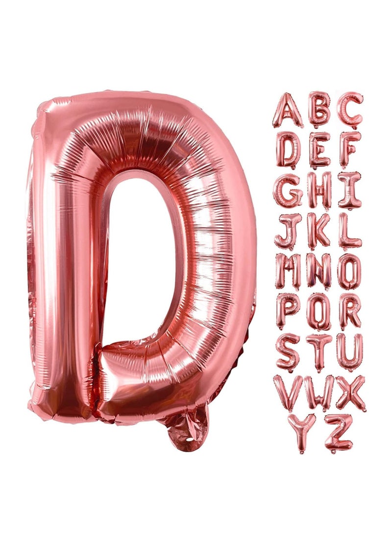 Party with Emma Rose Gold Letter A to Z Balloons 32 inch Alphabet Balloons Rose Gold Helium Foil Letter Balloon Banner for Birthday Party Anniversary Wedding Decoration (Rose Gold-D)  - Image 4