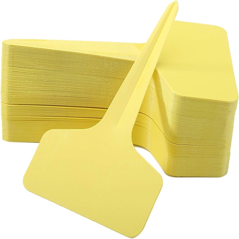 Mihey 100 Pcs T-Type Plant Labels with a Gel Pen, Waterproof Nursery Plant Tags Plastic Garden Markers, Yellow, 6 x 10cm - Image 3