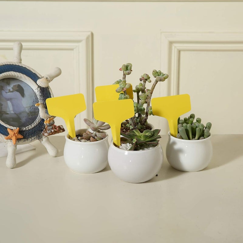 Mihey 100 Pcs T-Type Plant Labels with a Gel Pen, Waterproof Nursery Plant Tags Plastic Garden Markers, Yellow, 6 x 10cm - Image 5