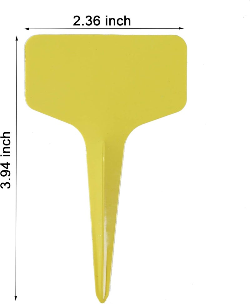 Mihey 100 Pcs T-Type Plant Labels with a Gel Pen, Waterproof Nursery Plant Tags Plastic Garden Markers, Yellow, 6 x 10cm - Image 2