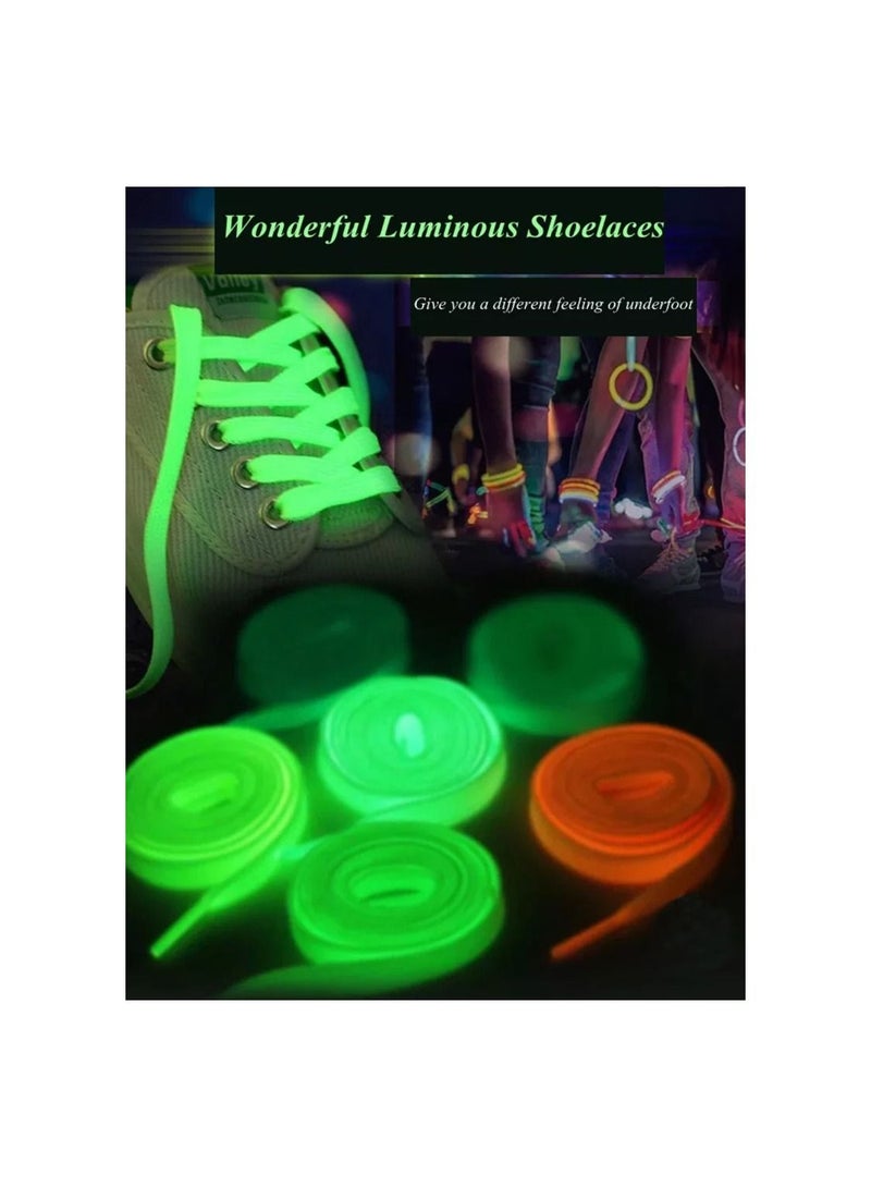 زوج واحد من أربطة الأحذية المتوهجة في الظلام ليلًا ملحقات أحذية رياضية أربطة مرنة خيوط أحذية لأحذية الأطفال الرياضية - Image 3