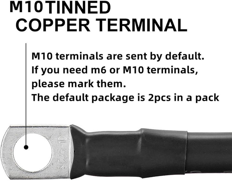 Marine Battery Cables, Battery Wire Cable, Inverter Cables with Terminals 2 AWG Gauge, Black Red Battery Connector, Power Inverter Cables for Auto Motorcycle Boats Marine Car Borato - Image 3