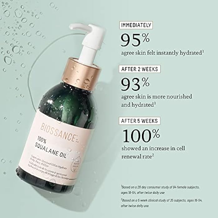 BIOSSANCE 100% Squalane Oil - Sustainable, Vegan Face Oil & Body Oil - Hydrating, Fast-Absorbing Moisturizer - Ideal for Oily Skin, Face, Hair - Organic Sugarcane-Derived Squalane, 3.3 ounces - Image 5