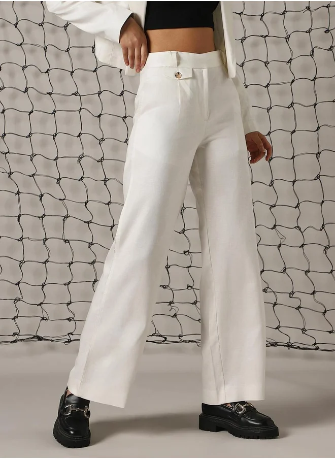 Hubberholme Solid High Rise Trousers with Belt Loops