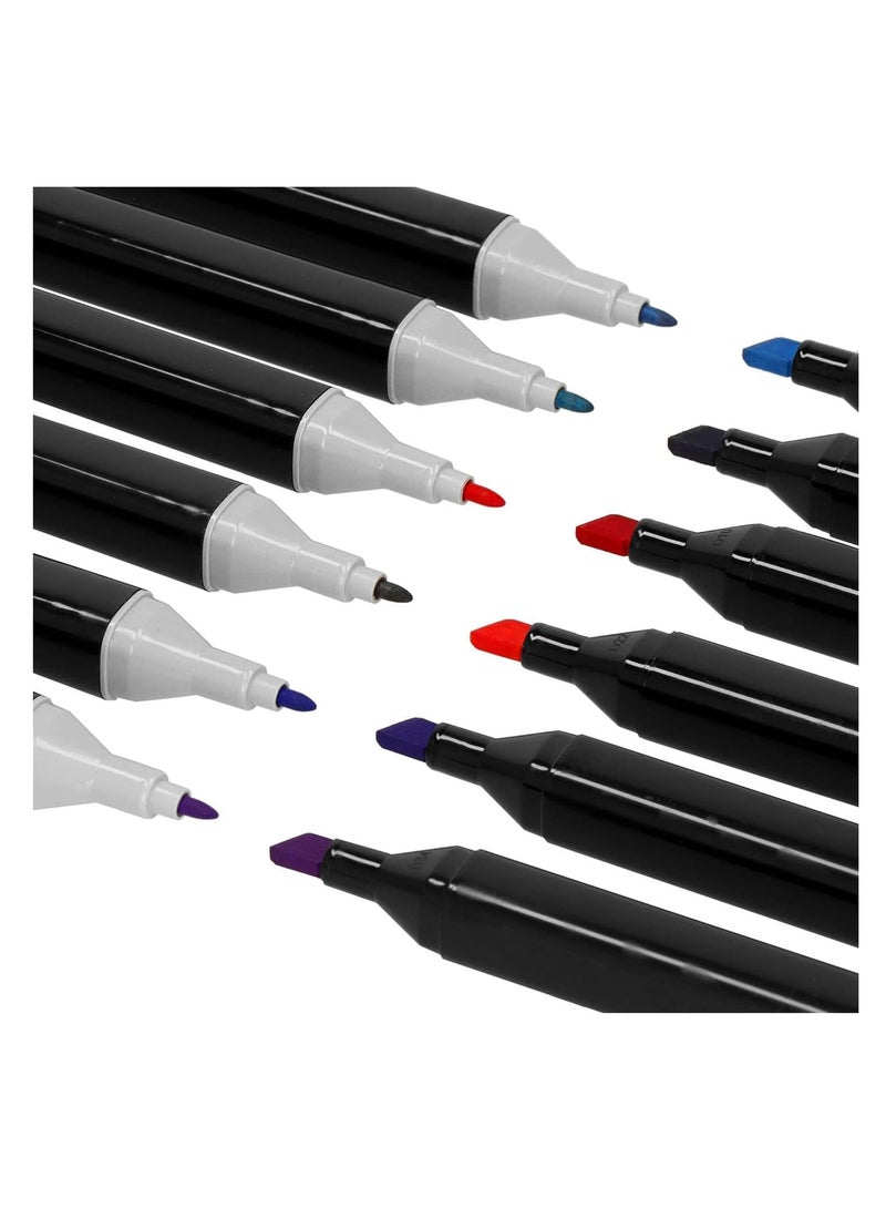 اقلام تحديد كحولية للرسم مكونة من 24 لون، فنية مزدوجة الاطراف، مجموعة تلوين للتلوين والرسم وصنع البطاقات وعلامات ملونة، إزميل، متعدد الألوان - Image 2