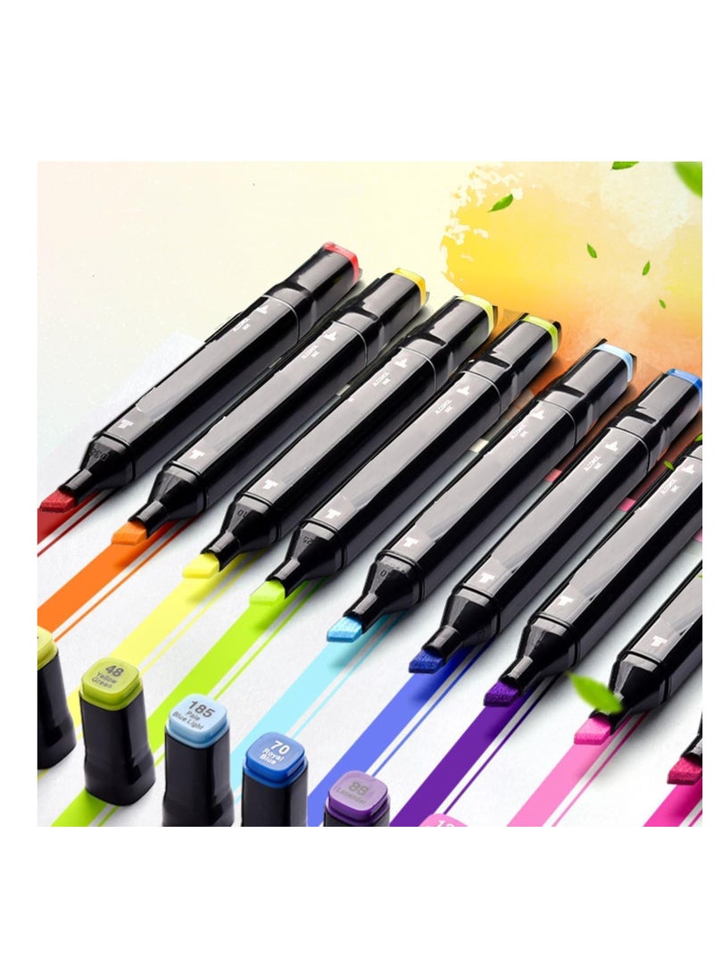 اقلام تحديد كحولية للرسم مكونة من 24 لون، فنية مزدوجة الاطراف، مجموعة تلوين للتلوين والرسم وصنع البطاقات وعلامات ملونة، إزميل، متعدد الألوان - Image 3