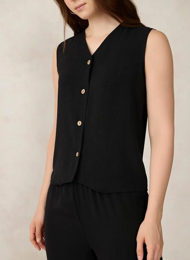 Outzidr  Black Solid Waistcoat and Trousers Co-Ords for Women | Best Price UAE