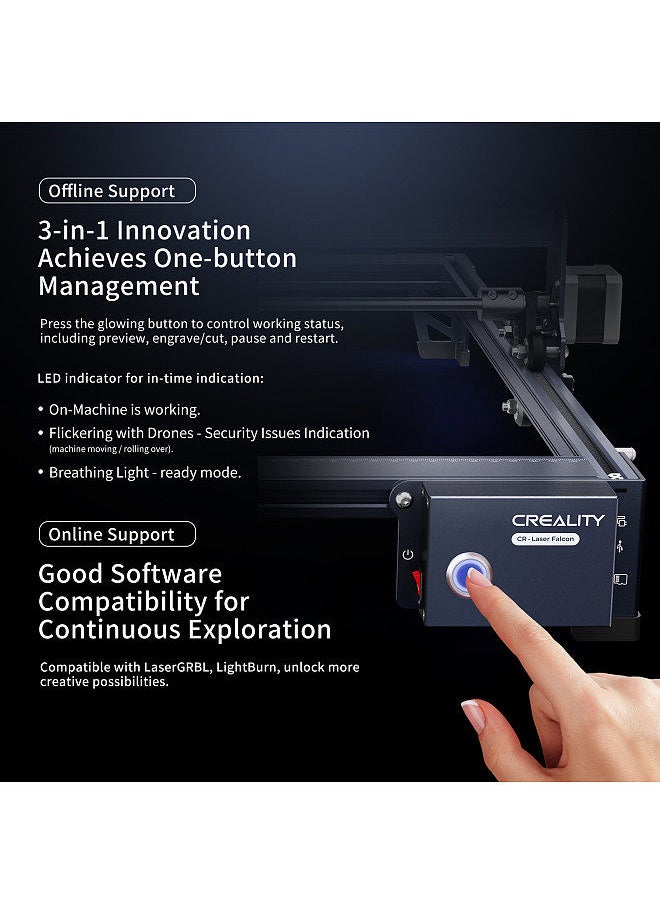 Creality 3D - Orignal Creality CR-Laser Falcon Laser Engraver 10W Compression Spot Quick Focus Anodized Aluminum Alloys Structure Built-In Leveler Dust Absorption Protective Laser Cover - Image 1