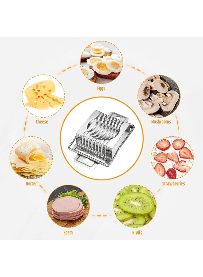Stainless Steel Egg Slicer with 8 Precision Cutting Wires for Hard-Boiled Eggs, Soft Fruits, Mushrooms and Cheese, Silver - Image 2