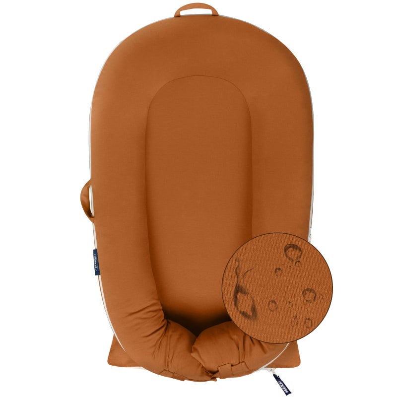MEXXI Organic Replacement Cover with Waterproof Pad Premium Quality Spare Cover Certified Organic Cotton Fits Dockatot Deluxe Docks Cover Only Brown Waterproof Organic Cotton - Image 2