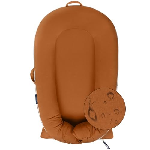 MEXXI Organic Replacement Cover with Waterproof Pad Premium Quality Spare Cover Certified Organic Cotton Fits Dockatot Deluxe Docks Cover Only Brown Waterproof Organic Cotton - Image 1