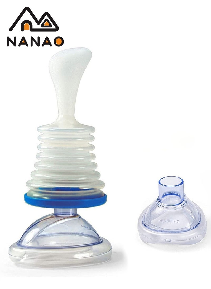 NANAO - Emergency Choking Rescue Kit: Portable First Aid Suction Device,Choking Rescue Device, Rescue Kit for Children & Adults,young & Pediatric Masks with instruction paper Included(BLUE) - Image 1