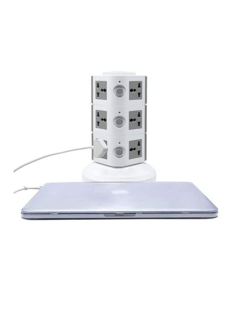 Ntech Universal Multi Socket 220V Tower Extension with USB Ports 3M Cord & UK-Plug Power Strip Multi Charging Station (3 LAYER MULTIPLUG WITH USB PORT) - Image 2