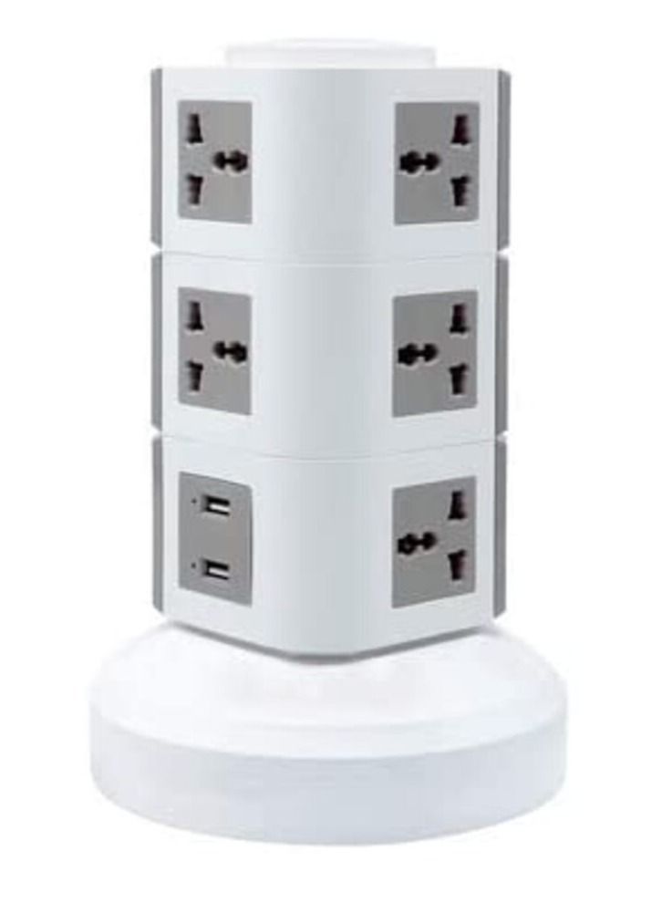 Ntech Universal Multi Socket 220V Tower Extension with USB Ports 3M Cord & UK-Plug Power Strip Multi Charging Station (3 LAYER MULTIPLUG WITH USB PORT) - Image 1