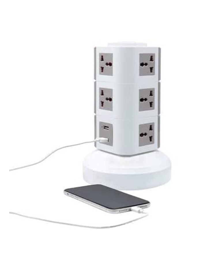 Ntech Universal Multi Socket 220V Tower Extension with USB Ports 3M Cord & UK-Plug Power Strip Multi Charging Station (3 LAYER MULTIPLUG WITH USB PORT) - Image 3