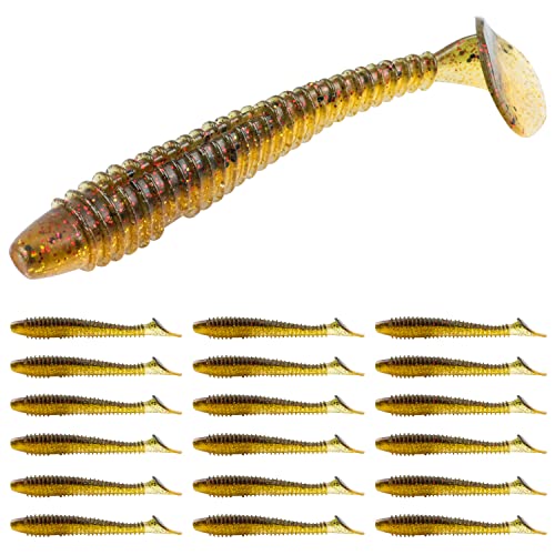 Runcl Swimbaits Paddle 10/20/30/40PCS, 2/3/4/5 Inchs Paddle Tail Soft Plastic Bass Lure Baits, ProBite Swimmer, Plastic Bait for Saltwater/Freshwater Fishing - Image 1