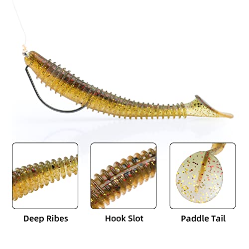 Runcl Swimbaits Paddle 10/20/30/40PCS, 2/3/4/5 Inchs Paddle Tail Soft Plastic Bass Lure Baits, ProBite Swimmer, Plastic Bait for Saltwater/Freshwater Fishing - Image 3