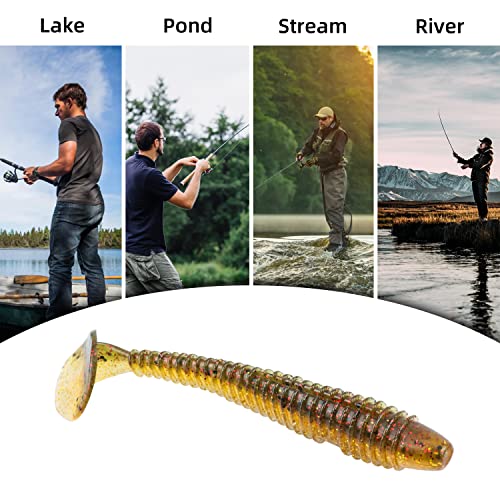 Runcl Swimbaits Paddle 10/20/30/40PCS, 2/3/4/5 Inchs Paddle Tail Soft Plastic Bass Lure Baits, ProBite Swimmer, Plastic Bait for Saltwater/Freshwater Fishing - Image 4
