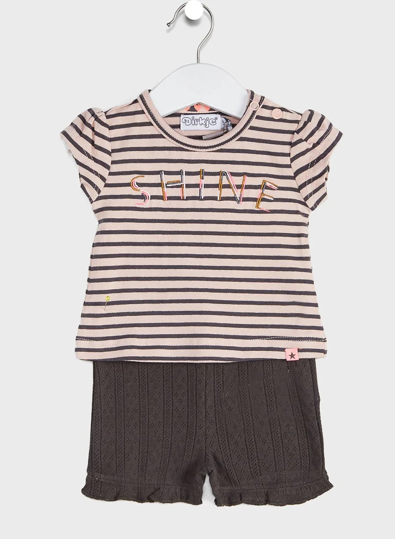 Dirkje Infant Striped Top + Shorts Set