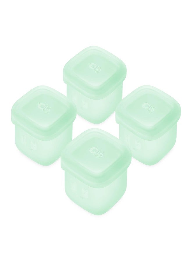 Olababy Clear Sense Silicone Storage Containers 4pk for Baby Food, Snacks, Formula, Puree, Sauce & More | Micro Plastic & BPA-Free | Daycare Essentials for Toddlers and Kids (Mint, 2 oz / 60 ml) - Image 1