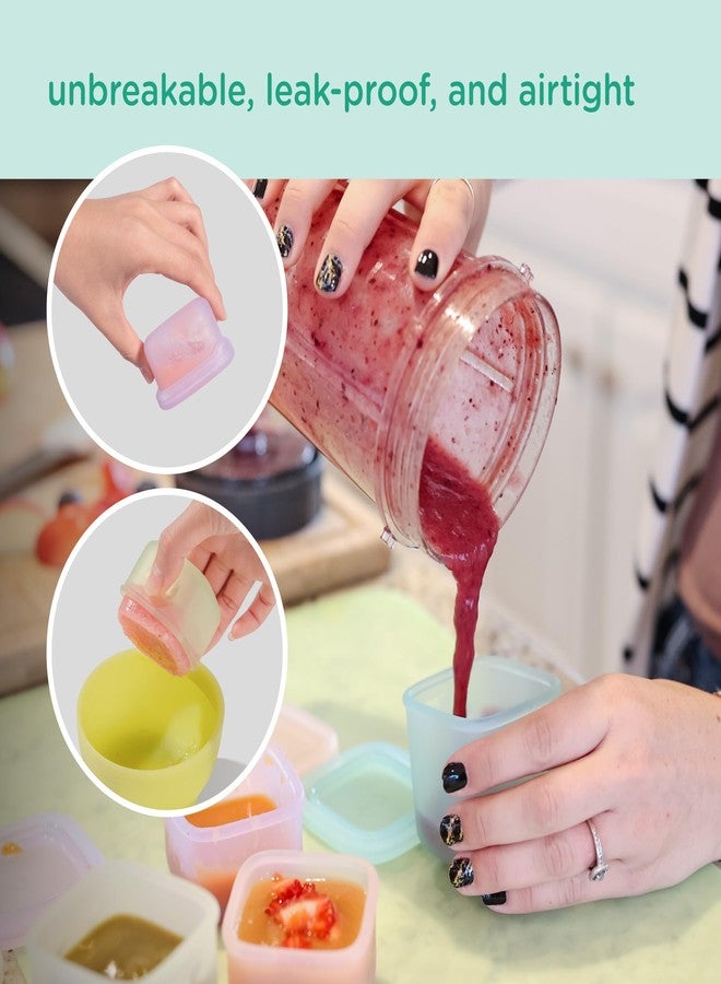 Olababy Clear Sense Silicone Storage Containers 4pk for Baby Food, Snacks, Formula, Puree, Sauce & More | Micro Plastic & BPA-Free | Daycare Essentials for Toddlers and Kids (Mint, 2 oz / 60 ml) - Image 2