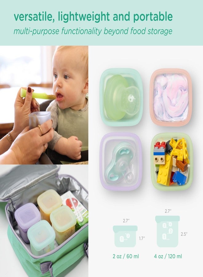 Olababy Clear Sense Silicone Storage Containers 4pk for Baby Food, Snacks, Formula, Puree, Sauce & More | Micro Plastic & BPA-Free | Daycare Essentials for Toddlers and Kids (Mint, 2 oz / 60 ml) - Image 5