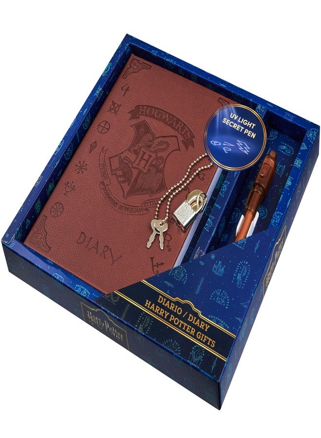 Harry Potter Lockable Diary with UV Invisible Ink Pen for Kids, Teens, Secret Journal with Key, Lined Pages, Stationery Supplies, Gifts for Kids (Brown UV Pen) - Image 1