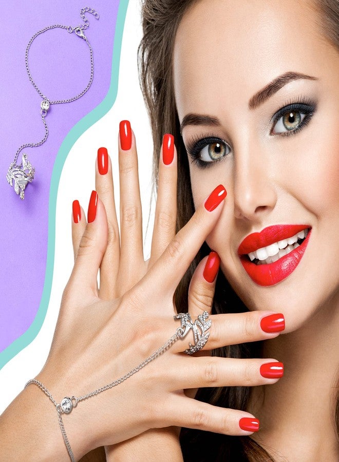 Fumete 6 Pieces Finger Ring Bracelet Linked Rhinestone Hand Harness Chain Slave Bracelet with Ring Everyday Jewelry for Women (Simple) - Image 2
