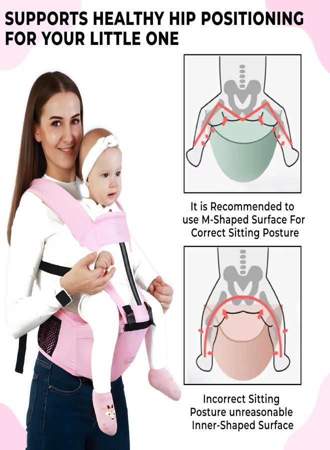Bembika Adjustable Hands-Free Baby Sling Carrier Baby Wrapping Cloth for Newborns Comfortable & Travel-Friendly Baby Carrier Wrap Soft, Secure & Stylish Babywearing Solution-(Pink & White) - Image 5