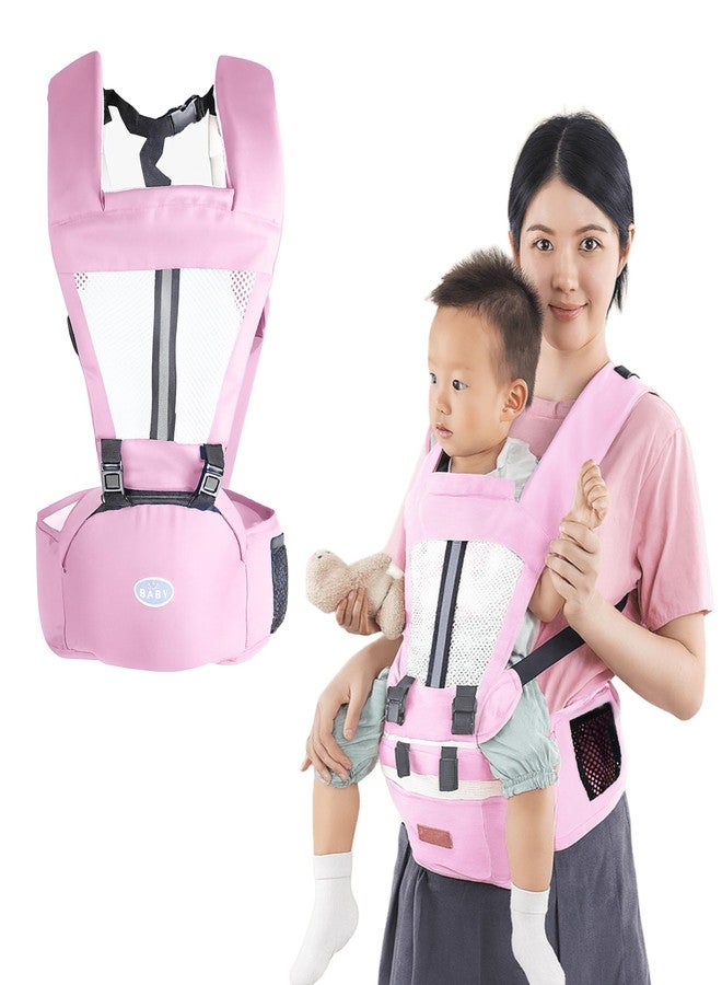 Bembika Adjustable Hands-Free Baby Sling Carrier Baby Wrapping Cloth for Newborns Comfortable & Travel-Friendly Baby Carrier Wrap Soft, Secure & Stylish Babywearing Solution-(Pink & White) - Image 1
