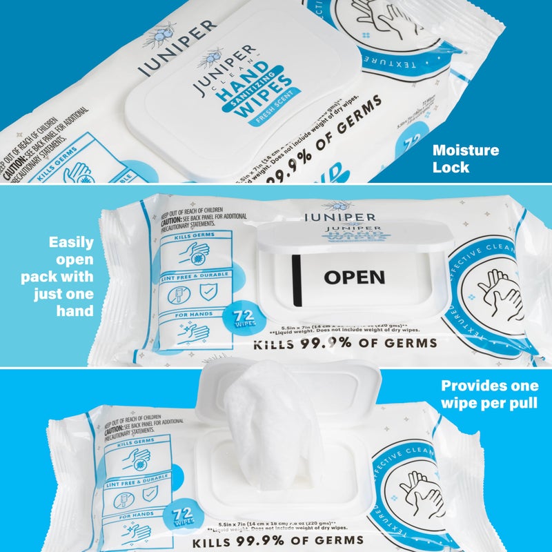 Juniper CLEAN Hand Sanitizing Wipes, 432 Count Soft Flow (Pack of 6) - Image 2