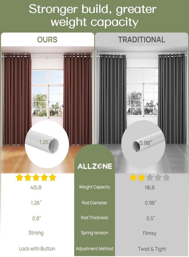ALLZONE قضيب ستارة ALLZONE قابل للتعديل من 123 إلى 160 بوصة، قضيب شد طويل جدًا لستائر النوافذ وفواصل الغرف، لا يحتاج إلى حفر، سهل التركيب ومتين، أبيض - Image 3