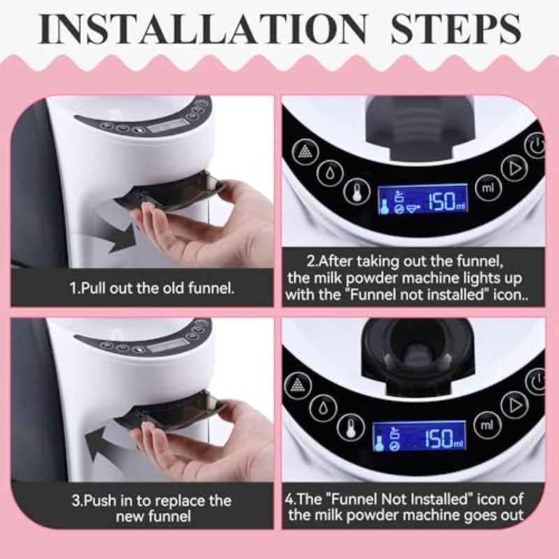 3 قطع من قمع استبدال موزع تركيبة الأطفال متوافق مع تركيبة Baby Brezza Formula Pro Advanced، غطاء قمع بديل متوافق مع Babys Brezza، مسارات قطع الغيار والغطاء باللون الرمادي - Image 4