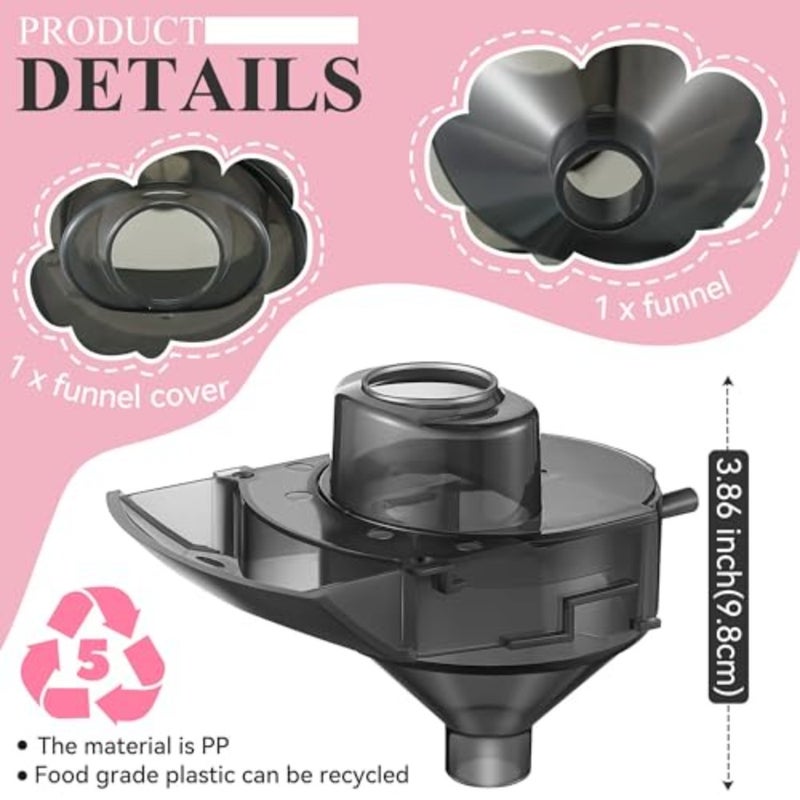 3 قطع من قمع استبدال موزع تركيبة الأطفال متوافق مع تركيبة Baby Brezza Formula Pro Advanced، غطاء قمع بديل متوافق مع Babys Brezza، مسارات قطع الغيار والغطاء باللون الرمادي - Image 3