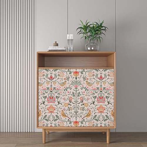 ReWallpaper Vintage Birds Floral Peel and Stick Wallpaper Boho William Morris Wallpaper Strawberry for Bedroom Living Room 17.5in×10ft Green Leaf Fruit Flower Wall Paper Peel Stick Contact Paper Roll - Image 5