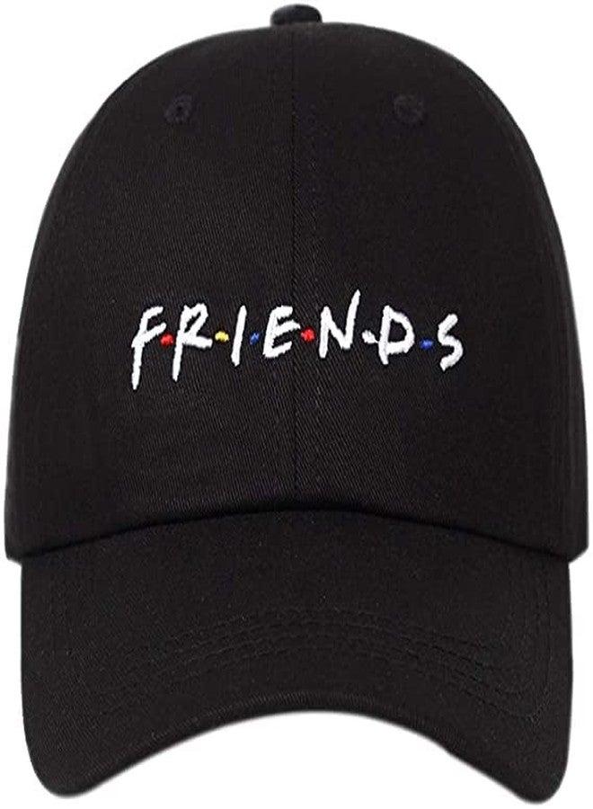 V3E Boy's & Girl's Friend Letter Embroidered Hip Hop Cool Hats Adjustable Baseball Cap (Black) - Image 1