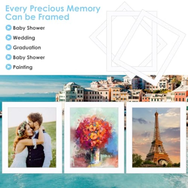 10 Pack White Pre-Cut 10x12 Picture Mounts for 8x10 Pictures Display, Frame Mattes Photo Frame Mat Bevel Photo Board Show Kit for Photos, Prints, Artworks - Image 3