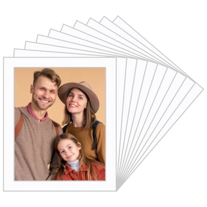 10 Pack White Pre-Cut 10x12 Picture Mounts for 8x10 Pictures Display, Frame Mattes Photo Frame Mat Bevel Photo Board Show Kit for Photos, Prints, Artworks - Image 1